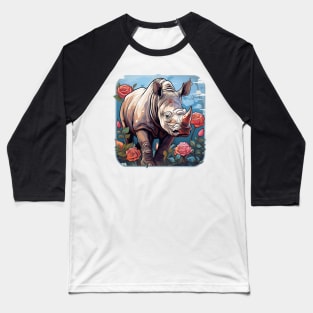 Rhino Floral Baseball T-Shirt